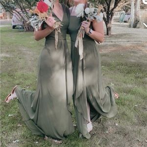 Olive green bridesmaids dress